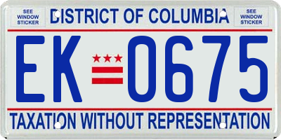 DC license plate EK0675