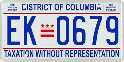 DC license plate EK0679