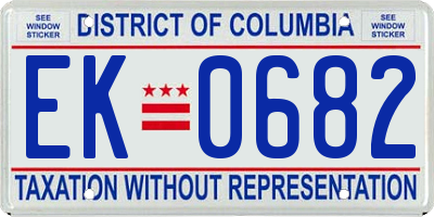 DC license plate EK0682