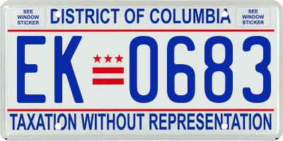 DC license plate EK0683