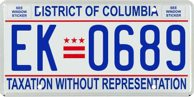 DC license plate EK0689