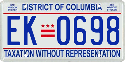 DC license plate EK0698