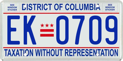 DC license plate EK0709