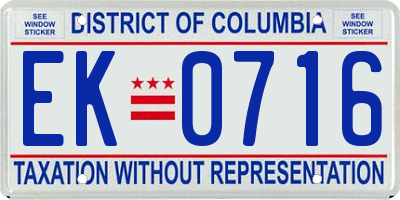 DC license plate EK0716