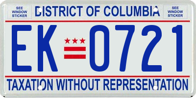DC license plate EK0721