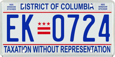 DC license plate EK0724