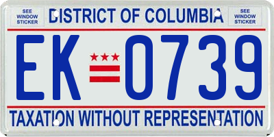 DC license plate EK0739