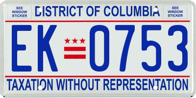 DC license plate EK0753