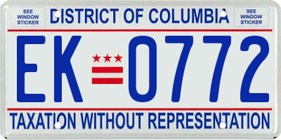 DC license plate EK0772