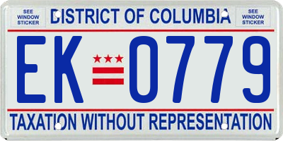 DC license plate EK0779