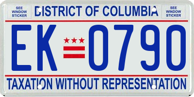 DC license plate EK0790