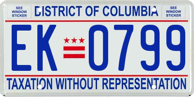 DC license plate EK0799