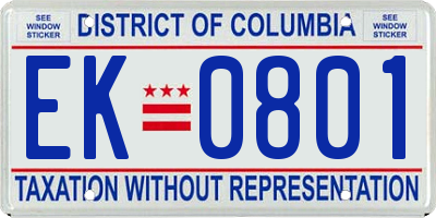 DC license plate EK0801
