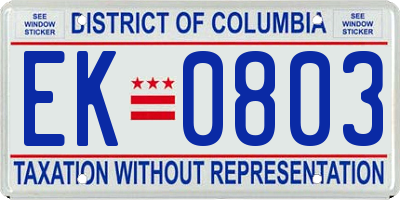 DC license plate EK0803
