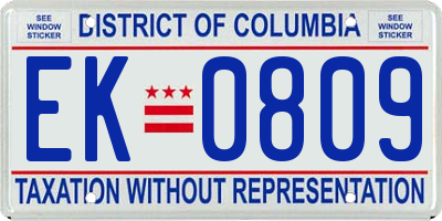 DC license plate EK0809