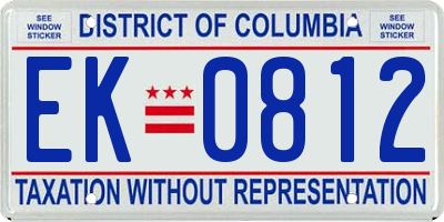 DC license plate EK0812