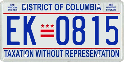 DC license plate EK0815