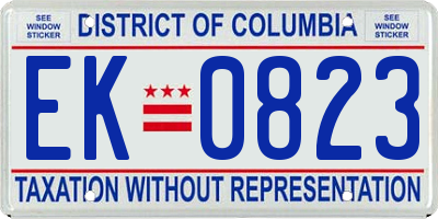 DC license plate EK0823
