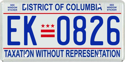 DC license plate EK0826
