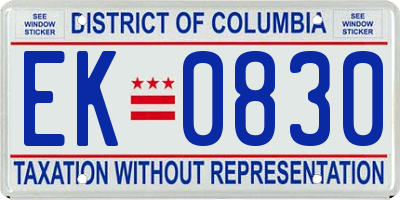 DC license plate EK0830
