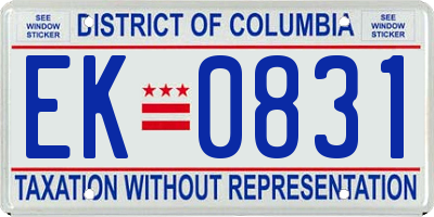 DC license plate EK0831