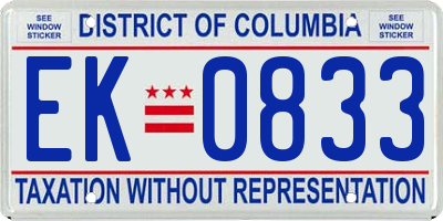 DC license plate EK0833