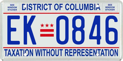 DC license plate EK0846