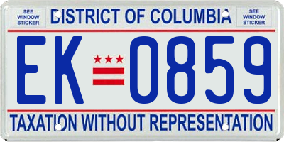DC license plate EK0859