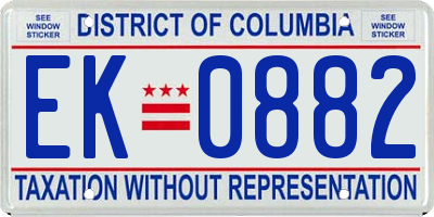 DC license plate EK0882