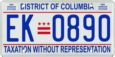 DC license plate EK0890