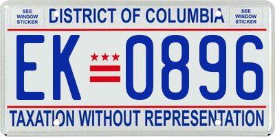 DC license plate EK0896