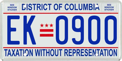 DC license plate EK0900