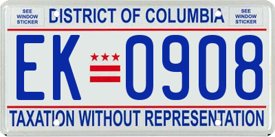 DC license plate EK0908