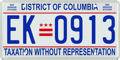 DC license plate EK0913