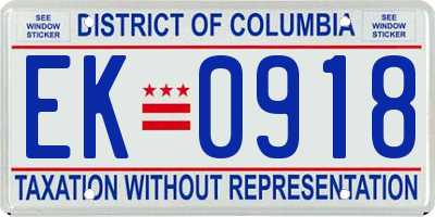 DC license plate EK0918