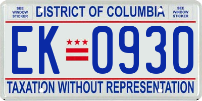 DC license plate EK0930