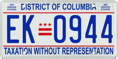 DC license plate EK0944
