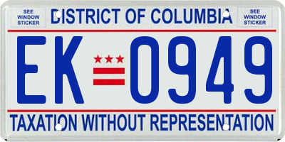 DC license plate EK0949