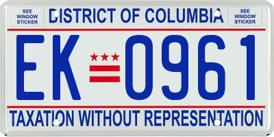 DC license plate EK0961
