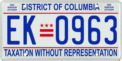 DC license plate EK0963