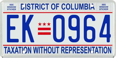 DC license plate EK0964