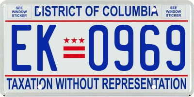 DC license plate EK0969