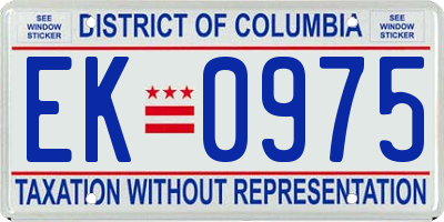 DC license plate EK0975