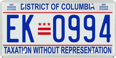 DC license plate EK0994