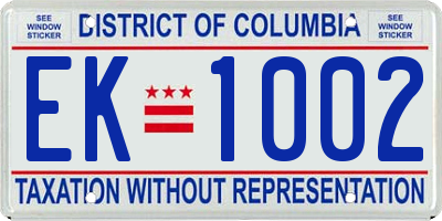 DC license plate EK1002