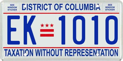 DC license plate EK1010