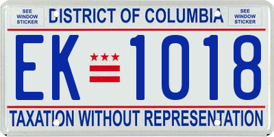 DC license plate EK1018