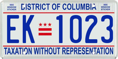 DC license plate EK1023