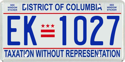 DC license plate EK1027