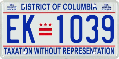 DC license plate EK1039